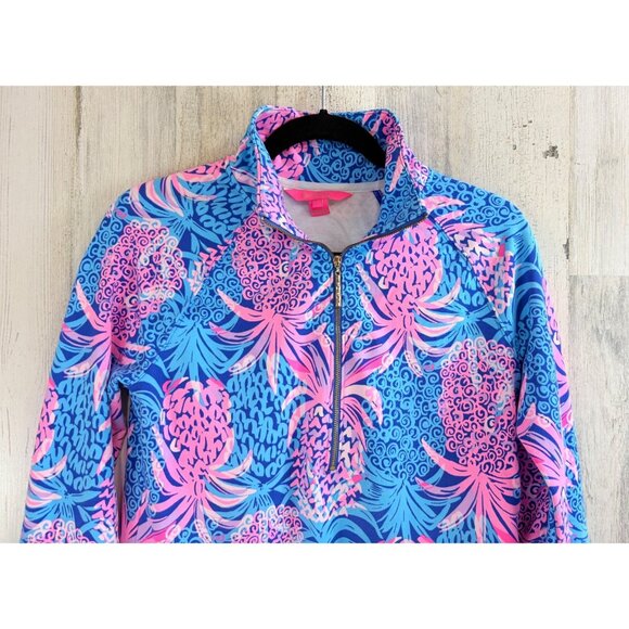 Lilly Pulitzer UPF 50+ Skipper Ruffle Dress in Blue Tropic Down Low Pineapple S - Picture 2 of 16